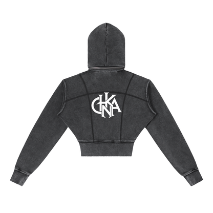 Vintage Washed Cropped Fleece Hoodie