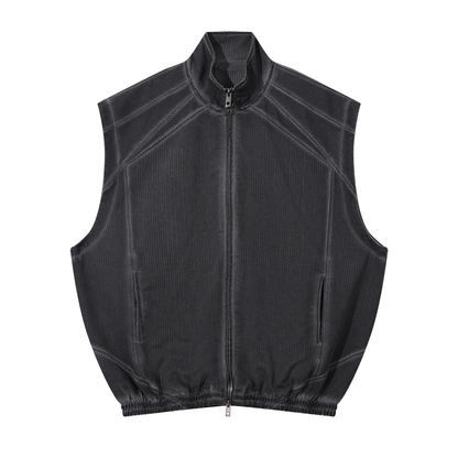 Unisex Vintage Wash Mesh Full-Zip Vest