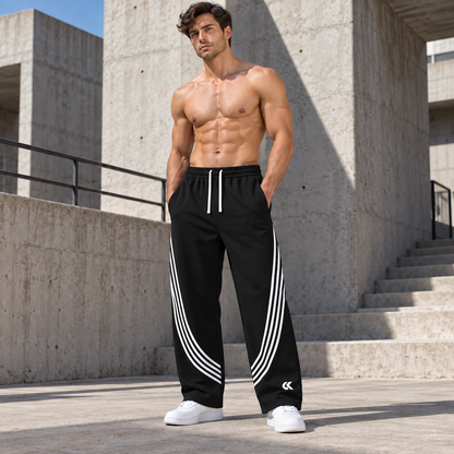 Curved Stripe Straight Sweatpants
