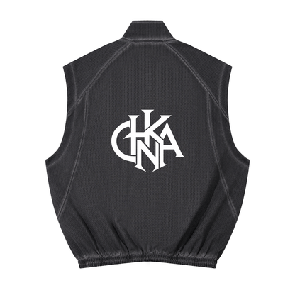 Unisex Vintage Wash Mesh Full-Zip Vest