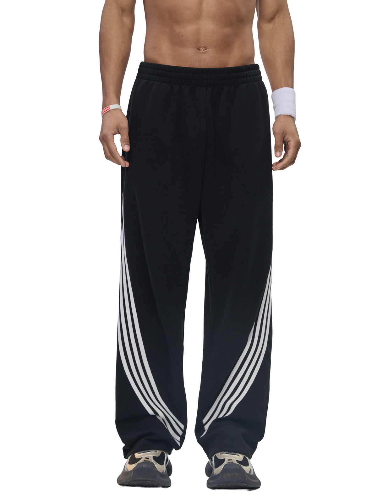 Curved Stripe Straight Sweatpants